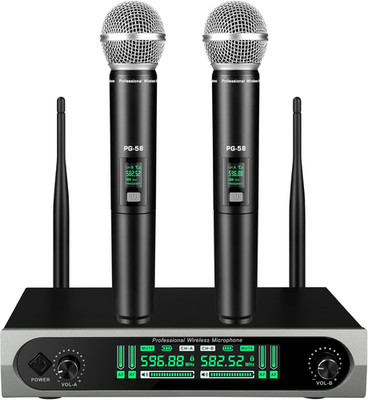 Wireless UHF Microphone System,W/2 Handhelds,Auto Scan,2X50 UHF Frequencies,200F