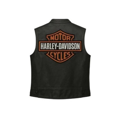 Herren Harley-Davidson Schwarz Leder Biker Weste Motorrad Reitweste