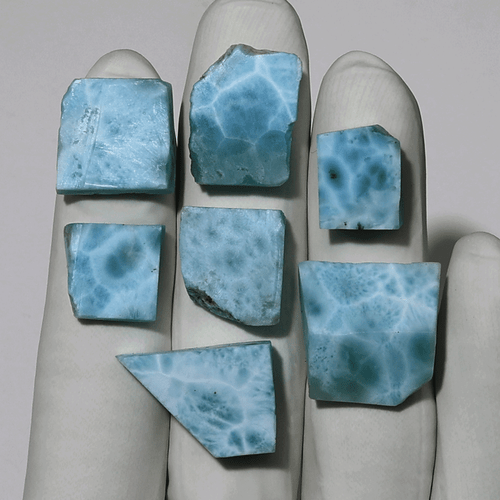 Ocean Meets Sky ~ 7 piezas piedras preciosas losas ásperas naturales dominicanas Larimar 14 mm-22 mm - Imagen 9 de 11
