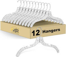 Quality Clear Plastic Hangers 12 Pack - Durable Crystal Cut Heavy Duty Hangers f