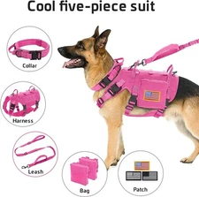 Tactical Dog Vest Harness With Training Collar & Bungee Leash 3 Piece Set Medium