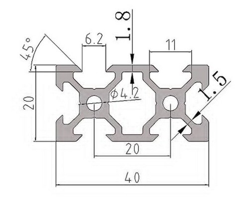 10pz Profilo Estrusione Alluminio Tipo T/V Tipo 2020 Guida Lineare Anodizzato - Foto 10 di 16