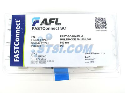 AFL FAST-SC-MM50L-6 FastConnect LC OM3/OM4 Fiber Optic Connector, 6pk ~STSI