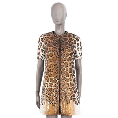 68745 auth LOUIS VUITTON beige 2018 LEOPARD SEQUIN Dress 34 XS | eBay