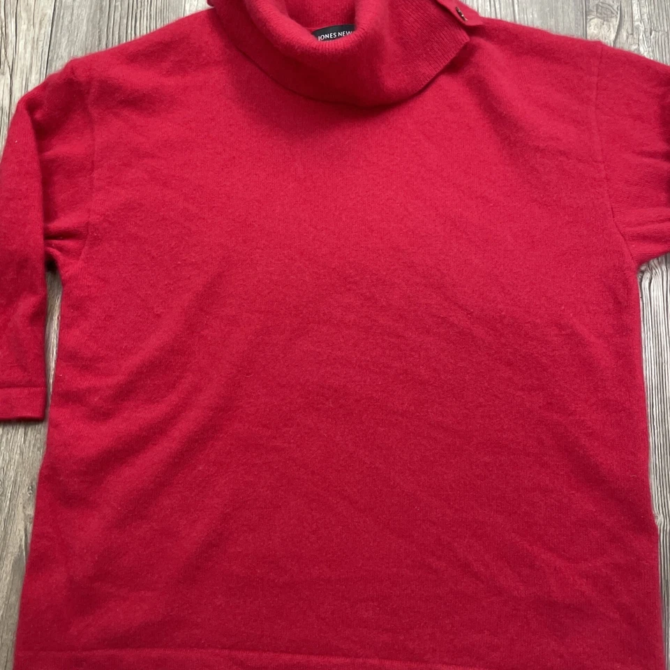 Suéter Jones New York Collection 100% Cachemira Cuello Capucha Rojo Talla S Manga 1/2 Foto 4 de 4