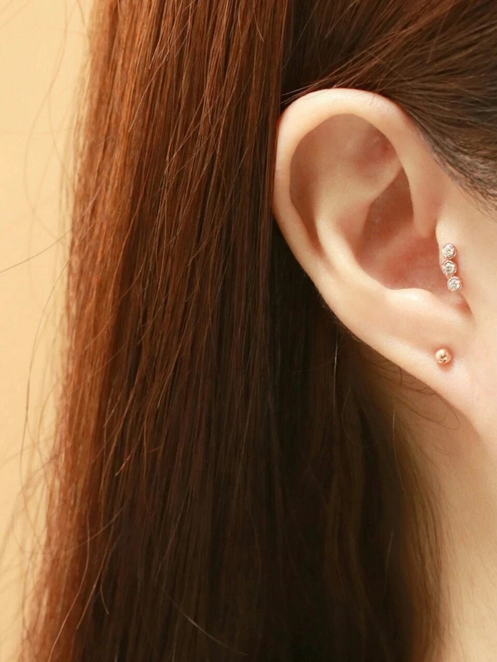 14K Solid Gold Ohr Crawler Diamant Kletterer Piercings Nase / Ohr Teuer Schmuck - Bild 4 von 4