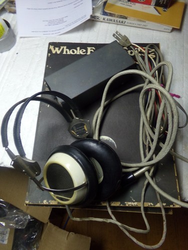 Vintage STAX SR-3 Ear Speakers Headphones SRD-5 Adapter Stereo
