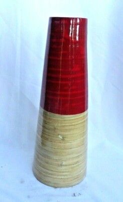 Contemporary Tall Vase (Size: Large) for Indoor Use (Light Brown & Red)