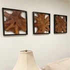 Rustic Teak Wood Wall Sculptures Live Edge Wall Art Décor Handmade 17" x 17"