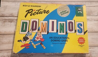 1959 Vintage Picture Dominos Ed-U-Cards Preschool Board Game Velour