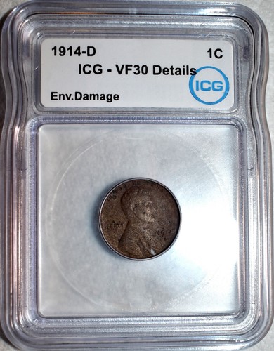 ICG VF-30 details 1914-D Lincoln Cent, Well-detailed, Key-Date specimen.