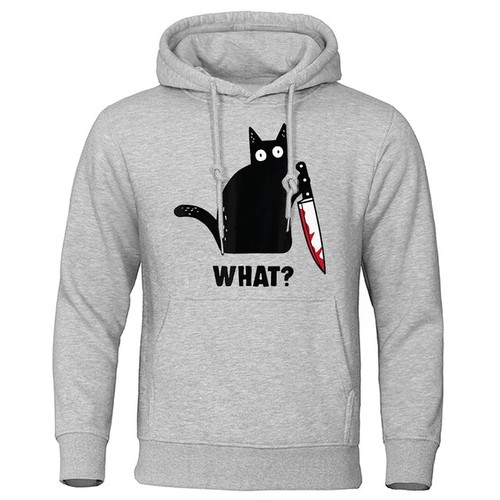 What Black Cat Dagger Hoodie Funny Harajuku Streetwear - AU Stock - Picture 6 of 13