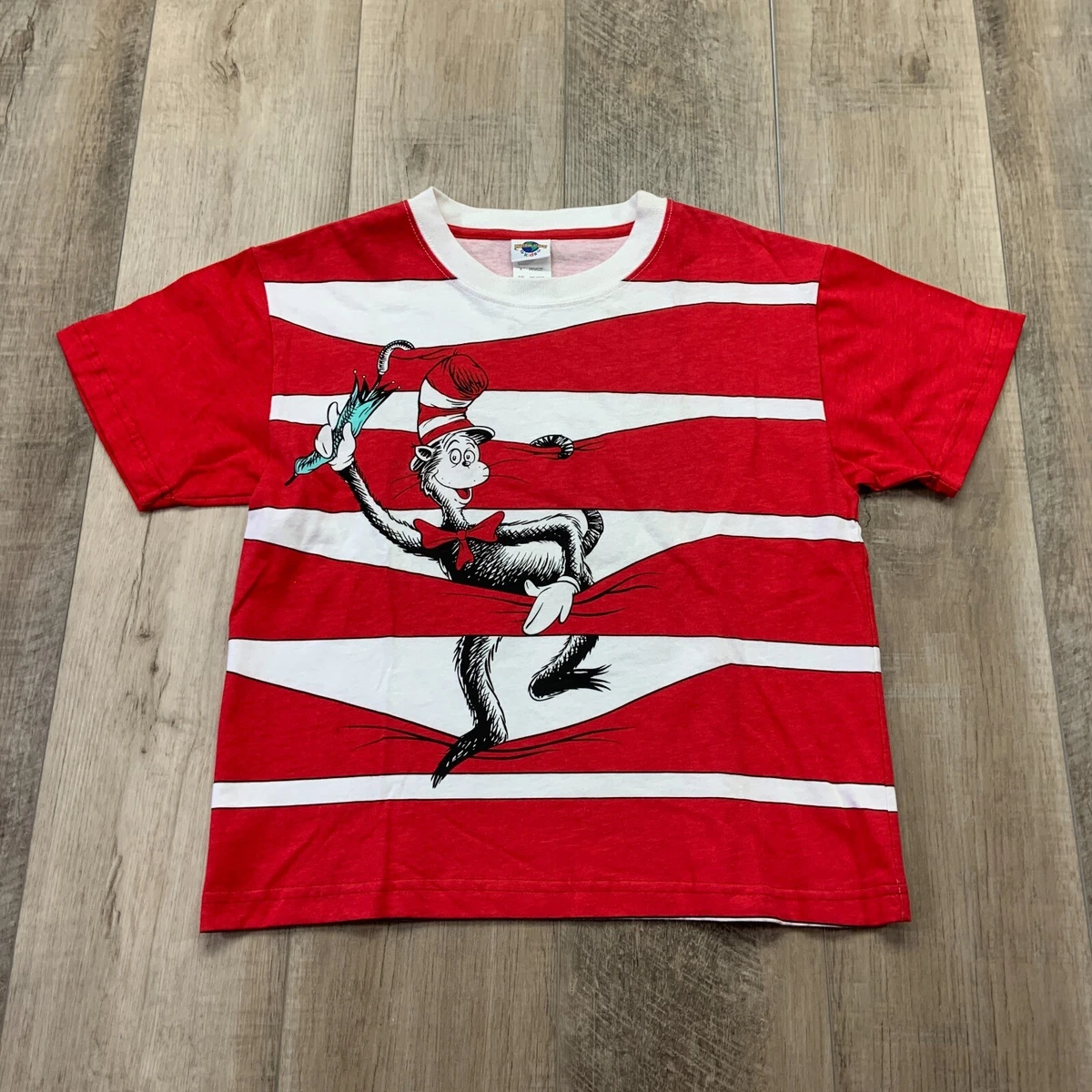 VINTAGE Cat In The Hat Shirt Youth Large Kids Red Dr Seuss 90s