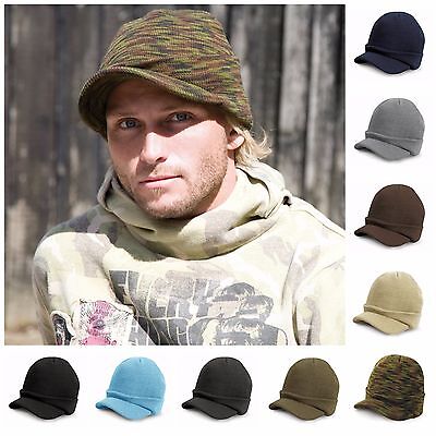 Peaked Beanie Hat Cap Warm Winter Camo 