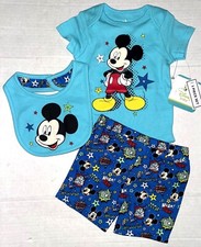 DISNEY BABY 3 piece set aqua/blue MICKEY MOUSE motif size 3-6 months
