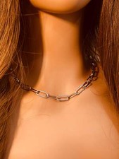 Stainless Steel 6mm Paperclip Necklace  Chunky Link Chain Statement