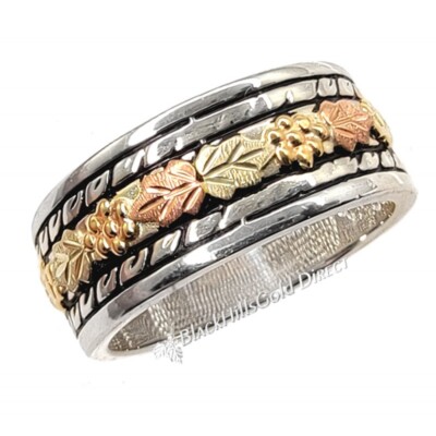 Black Hills Gold on Sterling Silver Ladies Band Ring Size 10