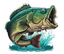 Bass Fish Fishing Sticker Stickers A469