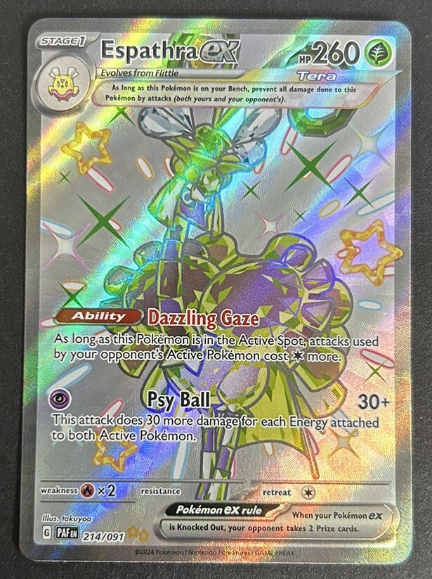 Espathra ex 214/091 Paldean Fates Shiny Ultra Rare Pokemon TCG Card NM
