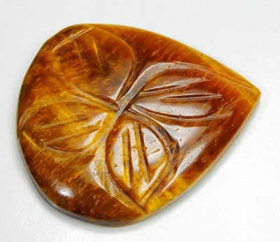 48 CT 100% NATURAL GOLDEN FIRE TIGER EYE CARVED PEAR CABOCHON GEMSTONE C377