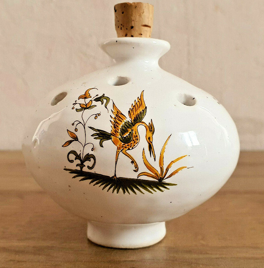 Brûle-parfum En Faïence Vintage – Décor Vieux Moustiers Polychrome (occasion, Bon état)