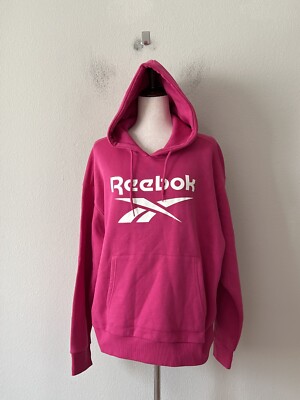 NWT! Reebok Women's Sz 1X Plus Size Identity Logo Fleece Hoodie Sweatshirt Top