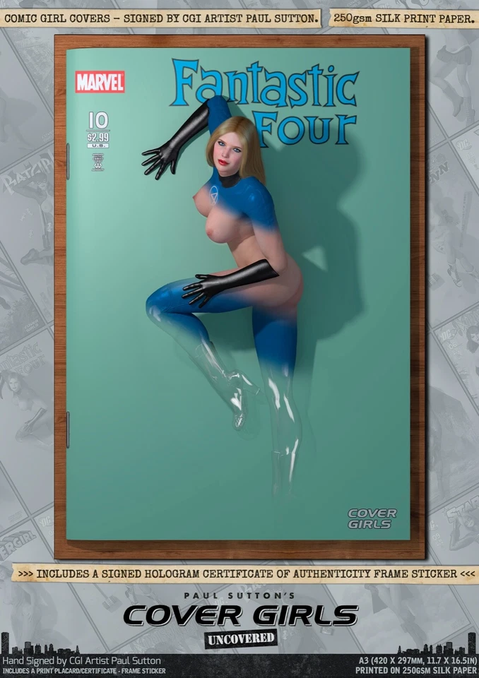 Mujer Invisible SEXY Jessica Alba Fantástica 4 MARVEL Cómic A3 Impresión Cubierta Niñas  Foto 4 de 4