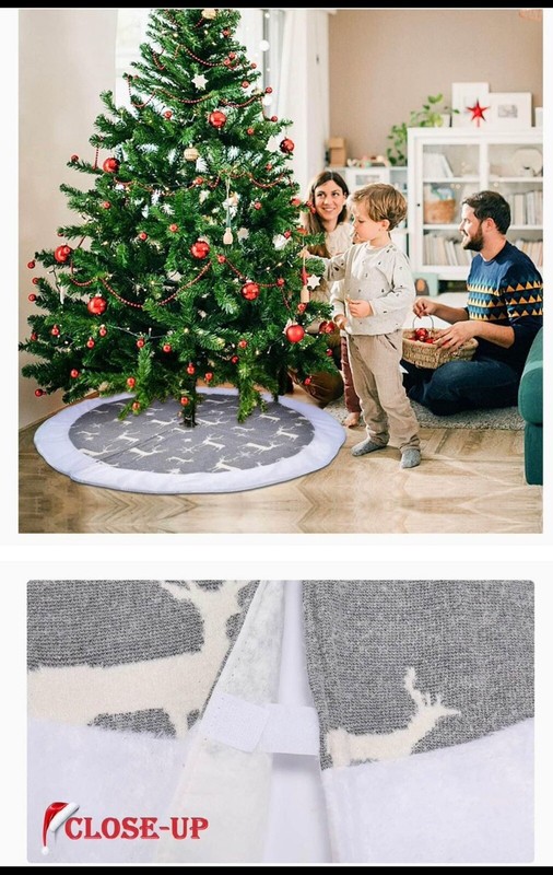 Gray Reindeer Christmas tree skirt