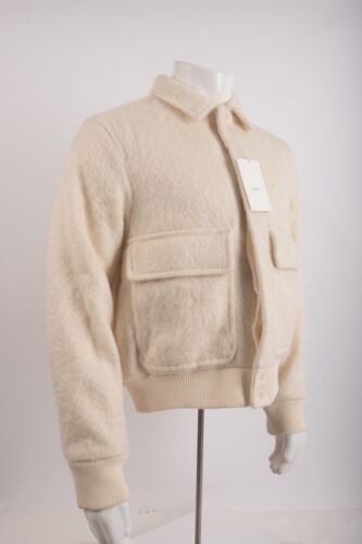 Zara Origins Mens wool Bomber Jacket Ivory Off white M Medium 8491/114 NWT - Picture 2 of 6
