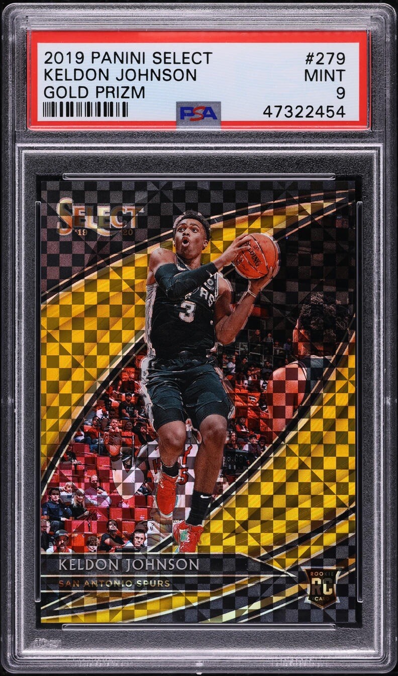 2019 Panini Select Keldon Johnson Rookie Gold Prizm Courtside 10/10 Psa 9 1/1