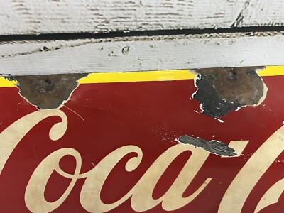 VTG Coca Cola Vendu Ici Glace RARE French 1945 Coke Original