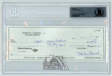 Stan Musial Autographed Check - BAS