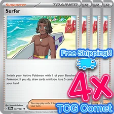 [4x Playset] Surfer - 187/191 - SV08: Surging Sparks (SV08) Pokemon TCG