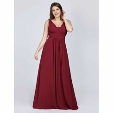 EVER PRETTY WOMEN'S SEXY CHIFFON V NECK LONG EVENING DRESS, BURGUNDY, 6
