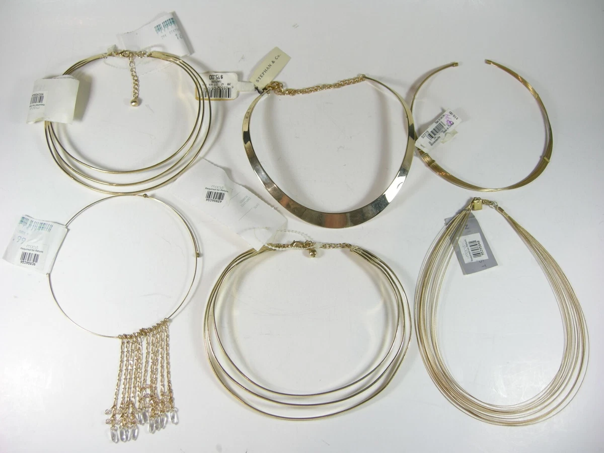 Lot of 6 Macys Assorted Choker Necklace Jewelry Gold Tone New With