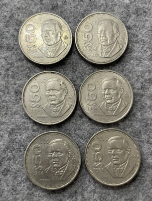 1984-1985 Mexico Mexican 50 Pesos Juarez Eagle Coin Lot Of 6