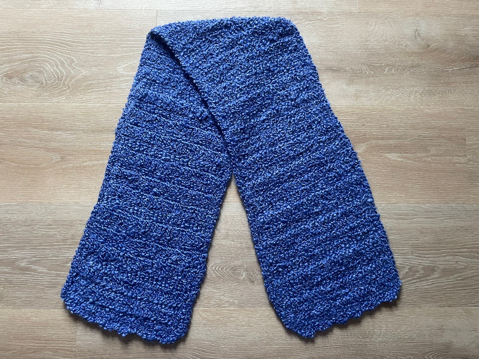 Cobalt Blue Hand Knit Scarf Super Soft Cozy Crochet Wearable Art