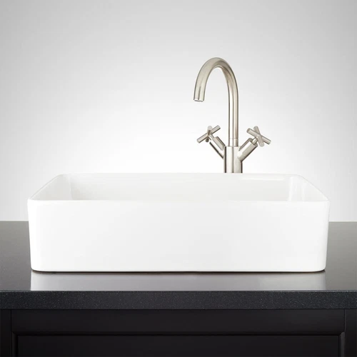 Signature Hardware Hibiscus 20 in. Fireclay Vessel White Bathroom Sink, No Holes - Picture 1 of 4