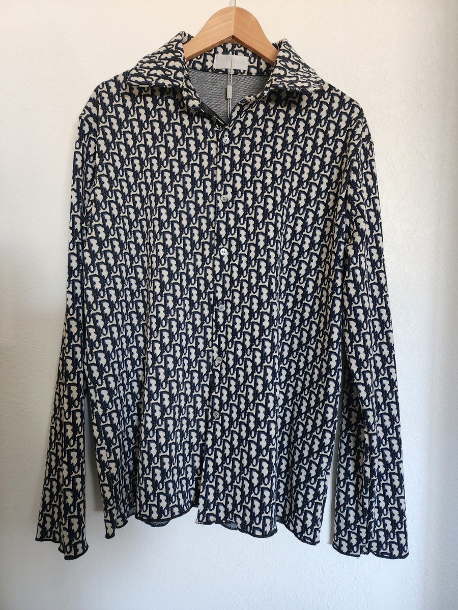 NWT Christian Dior Oblique OvershirtNavy Blue Cotton Jacquard | eBay