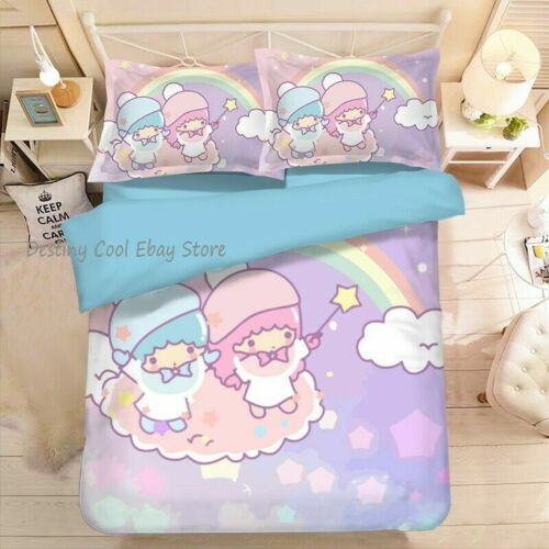 Anime New Little Twin Stars Gemini Cotton Bed Sheet Quilt Cover Pillow Case Gift - Picture 1 of 17