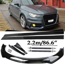 Front Bumper Lip Spoiler Side Skirts Rear For AUDI Glossy Black Body Kits C