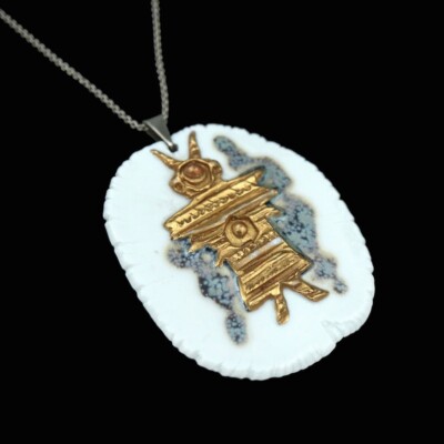 Royal Copenhagen / A. Michelsen. Porcelain and Sterling Silver Pendant.