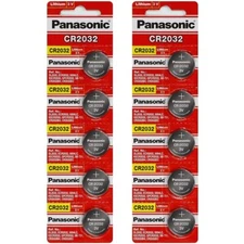 10 FRESH PANASONIC CR2032 BULK CR 2032 3V LITHIUM COIN CELL BATTERY EXP 2033