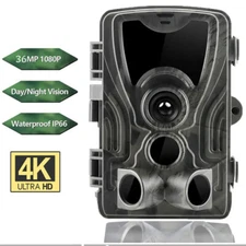 Trail Camera 36MP 4K Wildlife Hunting Game Cam Outdoor with No Glow Night Vision