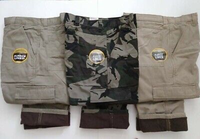 Wrangler Fleece Lined Cargo Pants Relaxed Fit - Work Fishing Hunting - Mens  