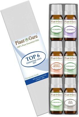 Essential Oil Set 6 - 10 ml. 100% Pure Natural Therapeutic Grade Oils Lot