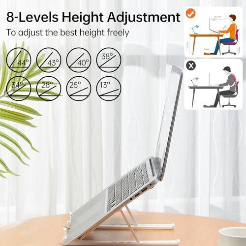 Portable ABS + Silicone White Laptop Stand for Desk