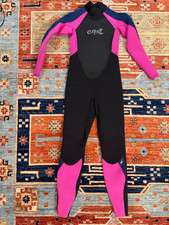 O'Neill Girl's Epic 3/2mm Back Zip Full Wetsuit Size 16 Black/Berry/Navy EUC