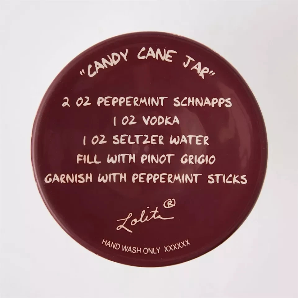 Lolita CANDY CANE JAR Hand Painted Wine Glass 6017393 NEW 2025 Enesco