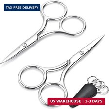 2-Pack Small Scissors, Professional Eyebrow  Facial Hair Scissors - Stainless S